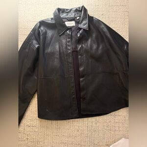 Artizia Black Leather Shirt Jacket
